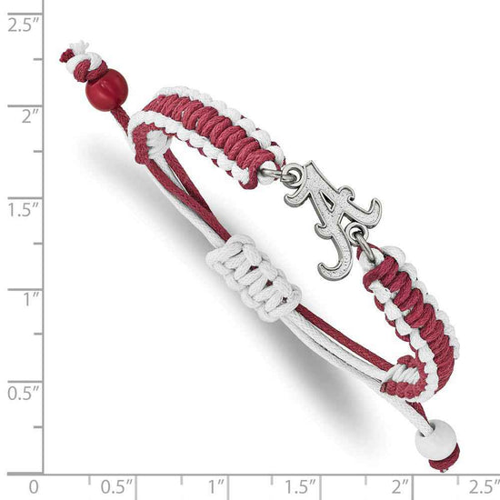 Stainless Steel U. of Alabama Adjustable Nylon Cord Bracelet, 9 Inch