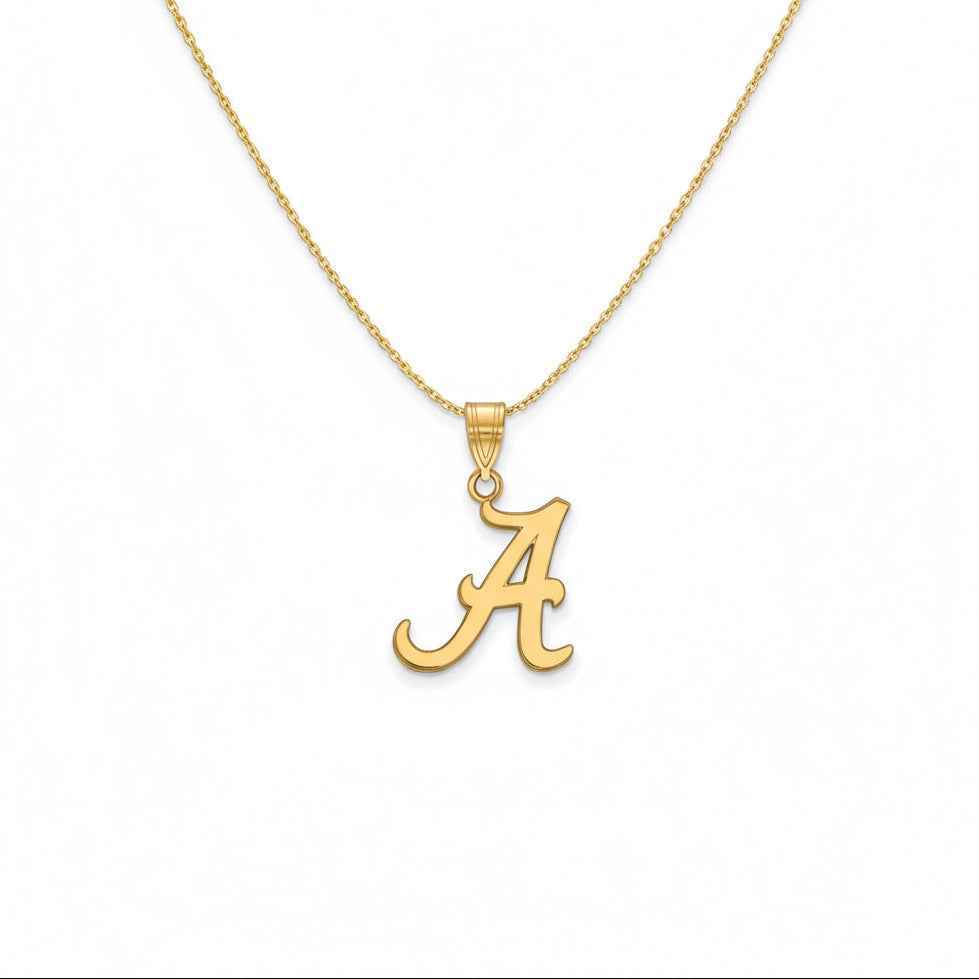 Univ. of Alabama Medium 'A' Necklace, 14k Yellow Gold