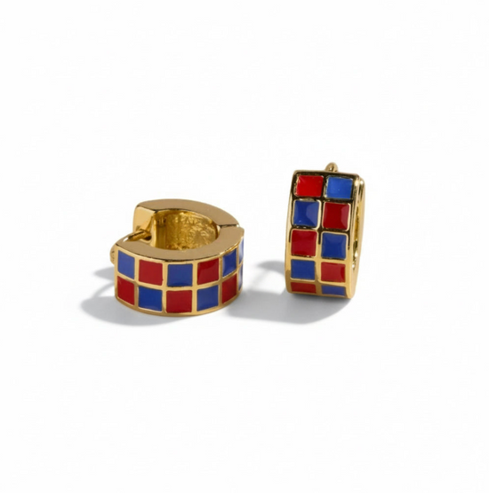 Huggies: Red & Blue Checkered Enamel