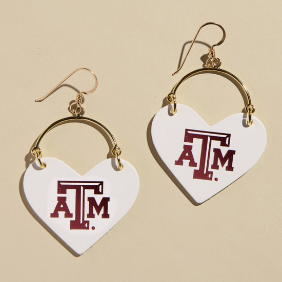White Texas A&M University Lover Earrings