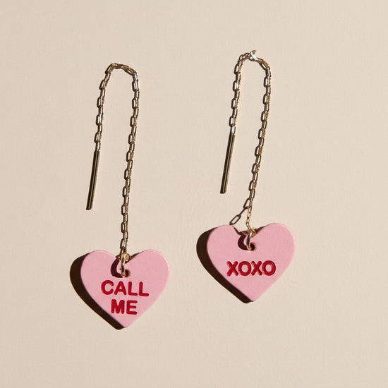 Cameo Conversation Heart Threader Earrings