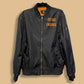 Black bomber jacket with &