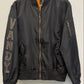 Black bomber jacket with &