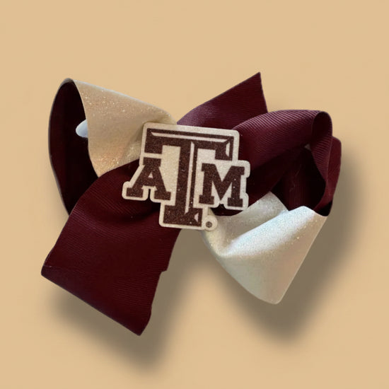 College Logo Glitter Overlay King Grosgrain Bow