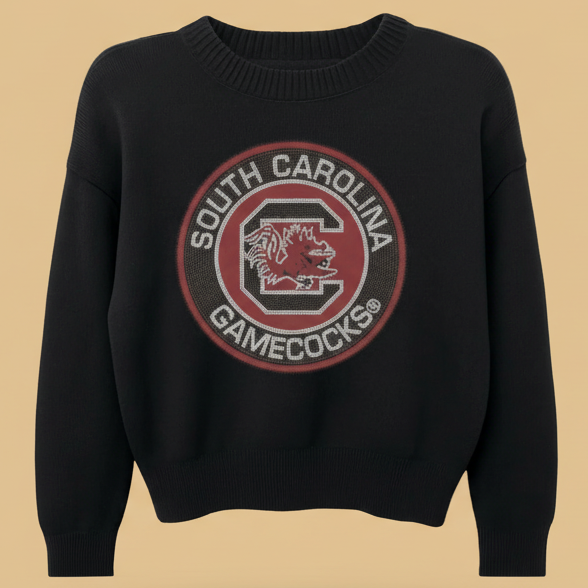 Black sweatshirt with South Carolina Gamecocks logo on a white background