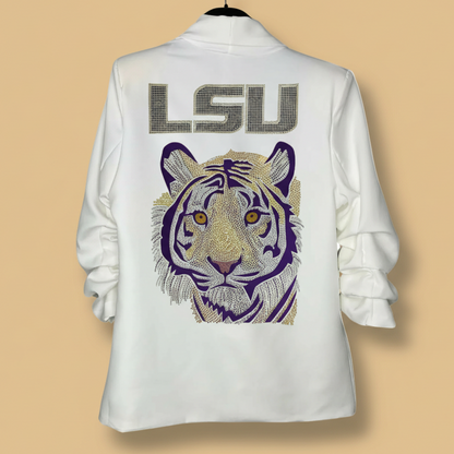 White shirt with LSU logo and tiger design on a white background