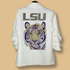 White shirt with LSU logo and tiger design on a white background