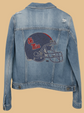 Blue denim jacket with Ole Miss logo on a white background