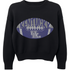 Black sweater with a football design featuring &