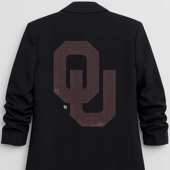 Black jacket with OU logo on the back against a white background