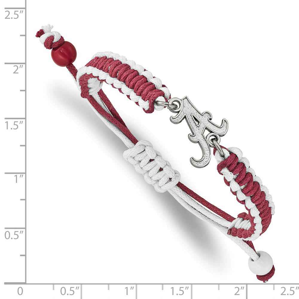 Stainless Steel U. of Alabama Adjustable Nylon Cord Bracelet, 9 Inch