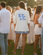 University of Kentucky Blue Interlocking UK White Ruched Sleeve Blazer