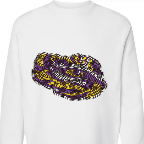 White sweatshirt with a colorful logo on a white background