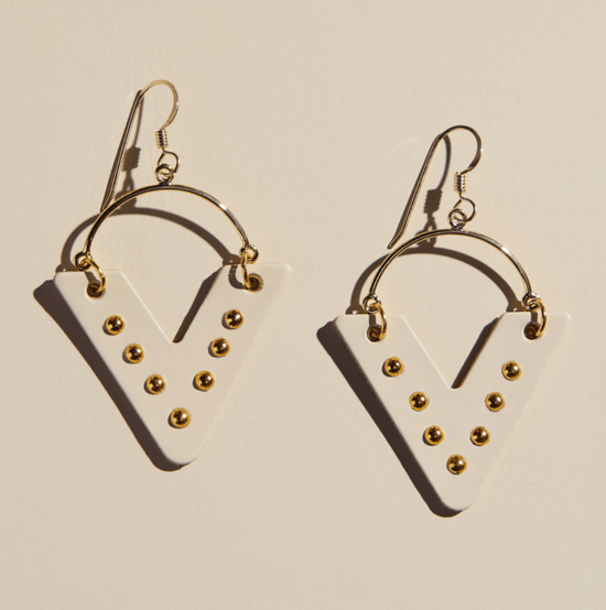 Ecru Studded Sutton Earrings