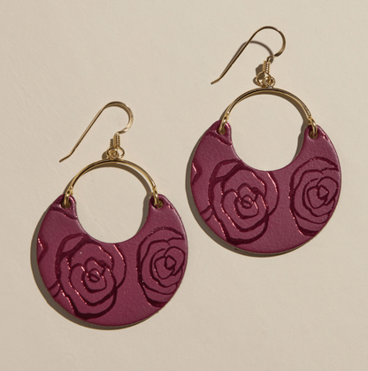 Burgundy Rosette Nina Earrings