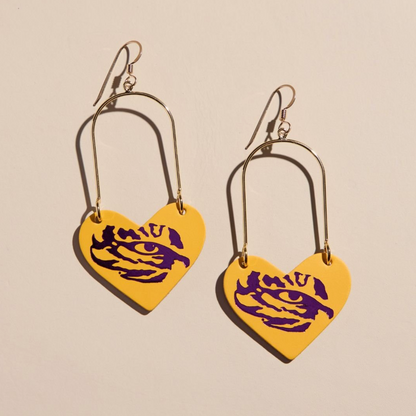 Gold LSU Tigers Eye Heartthrob Earrings