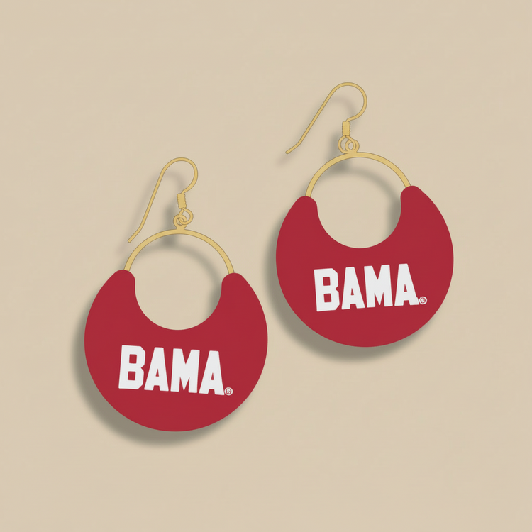 Red earrings with &