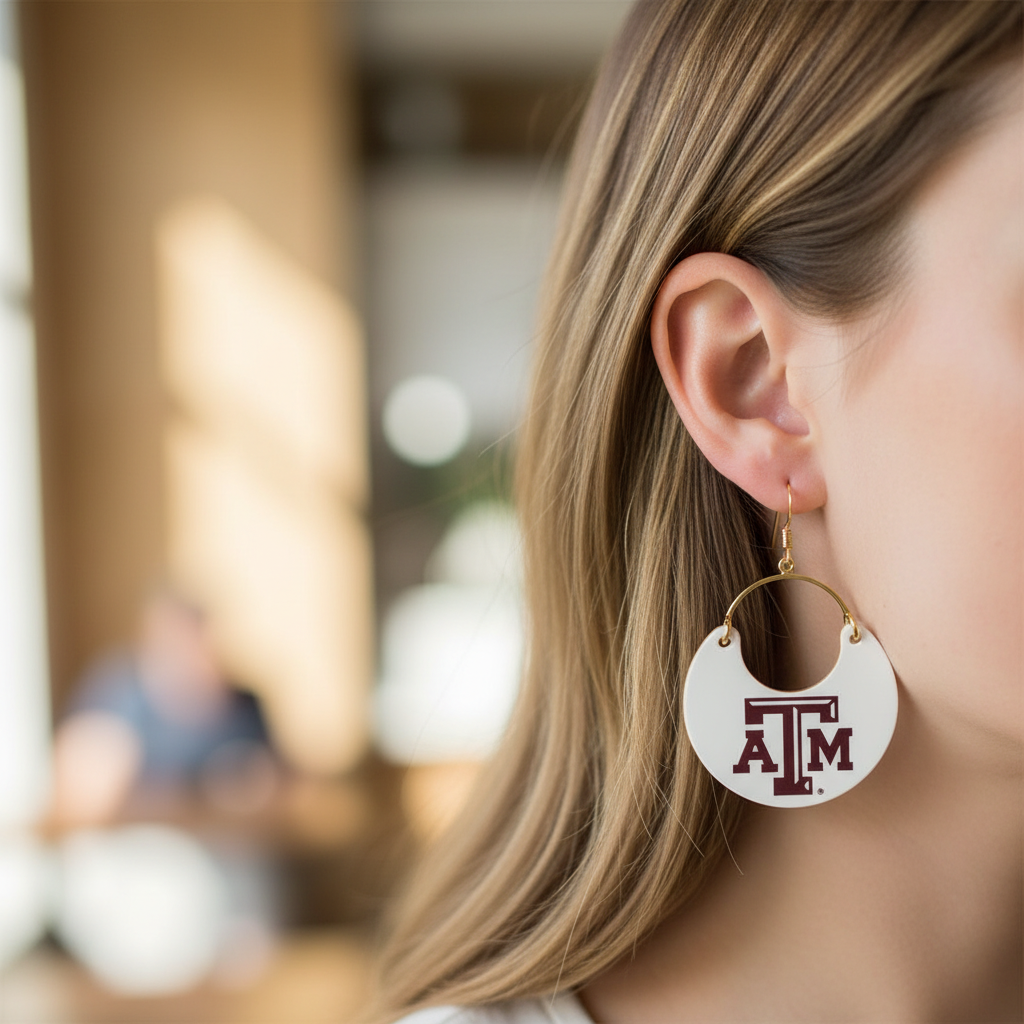 White earrings with &