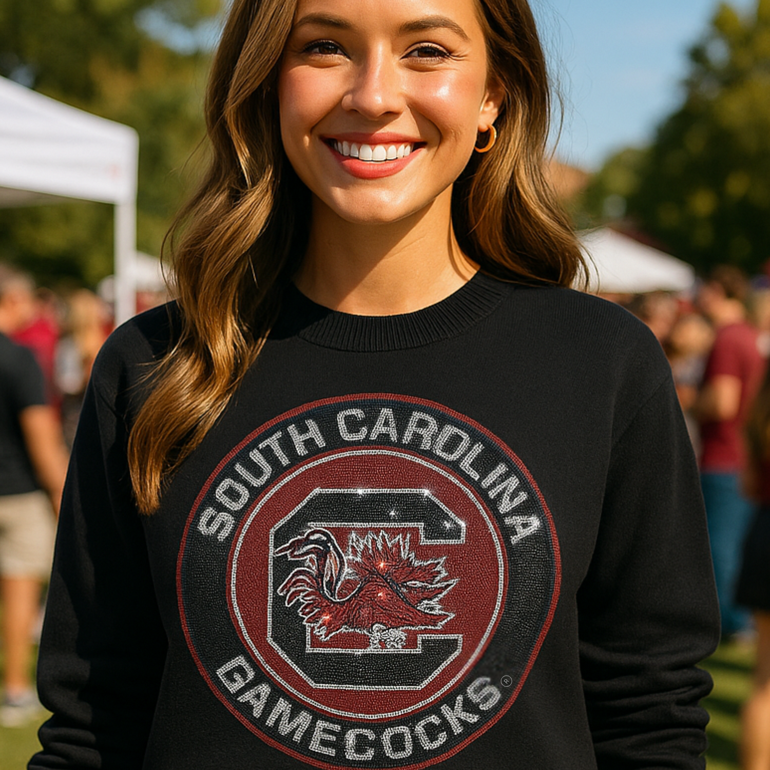 Woman wearing a black &