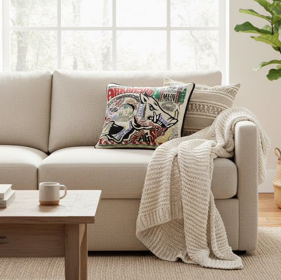Arkansas, University of Collegiate Hand-Embroidered Pillow