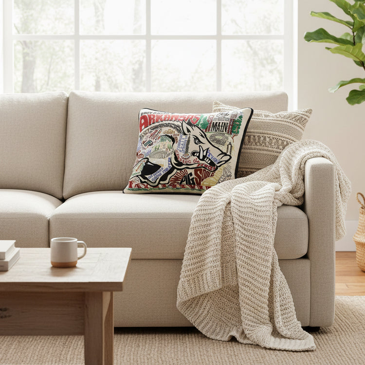 Arkansas, University of Collegiate Hand-Embroidered Pillow