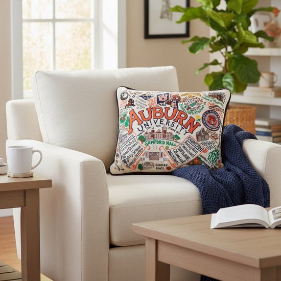 Auburn University Collegiate Hand-Embroidered Pillow