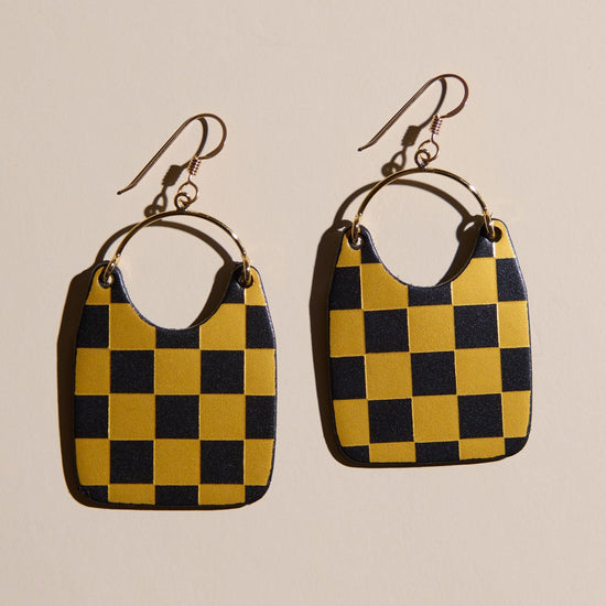Black & Gold Checkmate Charlie Earrings
