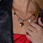 Black & White Checkered Heart Charm