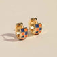Blue & Orange Checkered Enamel Huggies