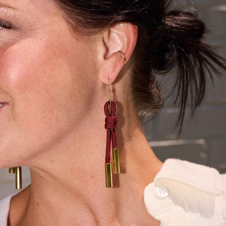 Burgundy Denver Cord Earring