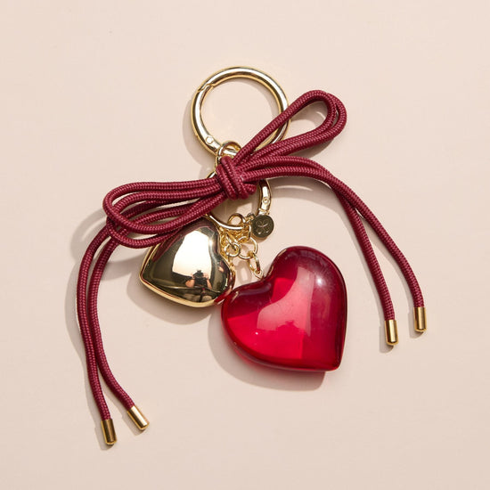 Burgundy Heart & Cord Bag Charm