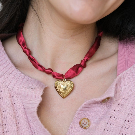 Burgundy Satin Scarf Necklace