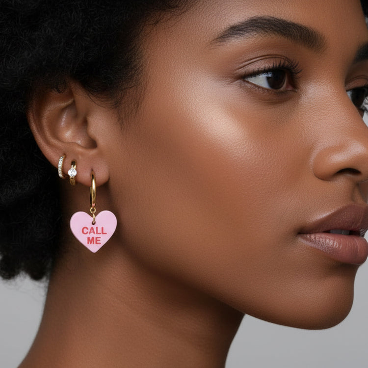 Heart-shaped earring with &