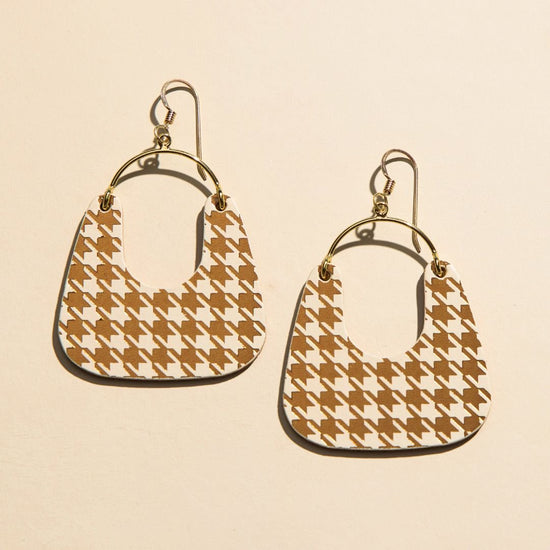 Ecru & Bronze Houndstooth Nora Earrings