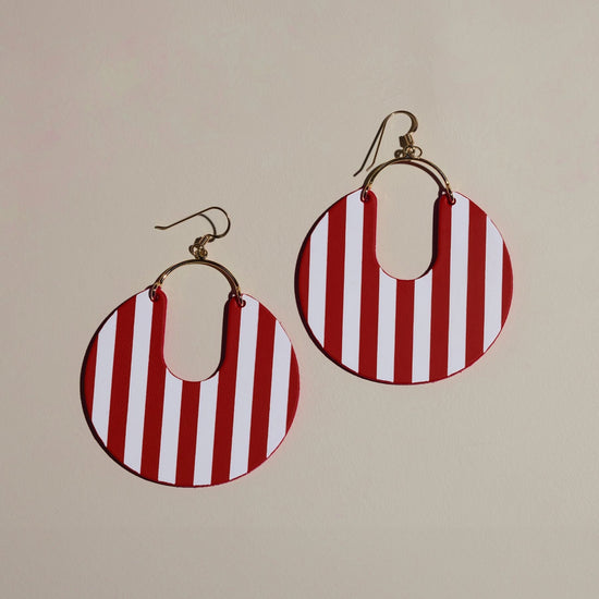 Hoosier Stripe Leo Earrings
