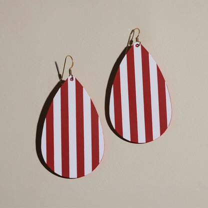 Red Stripe Teardrop Earrings