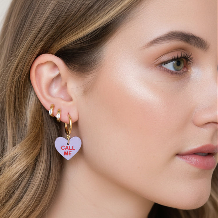 Heart-shaped earrings with &