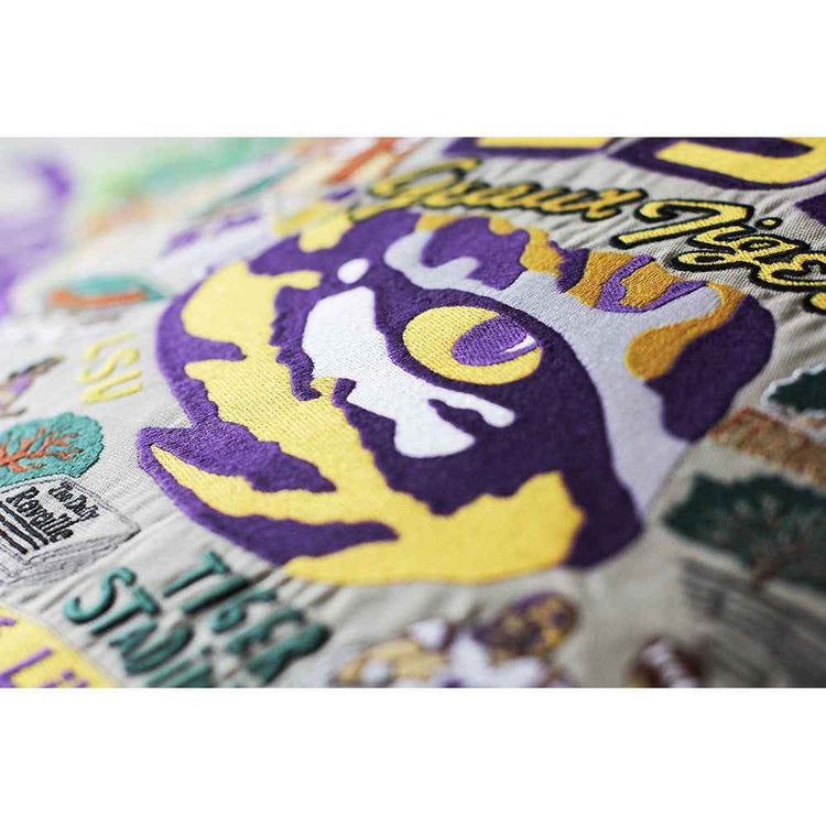 Louisiana State University LSU Collegiate Hand-Embroidered Pillow