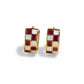 Maroon & White Checkered Enamel Huggies