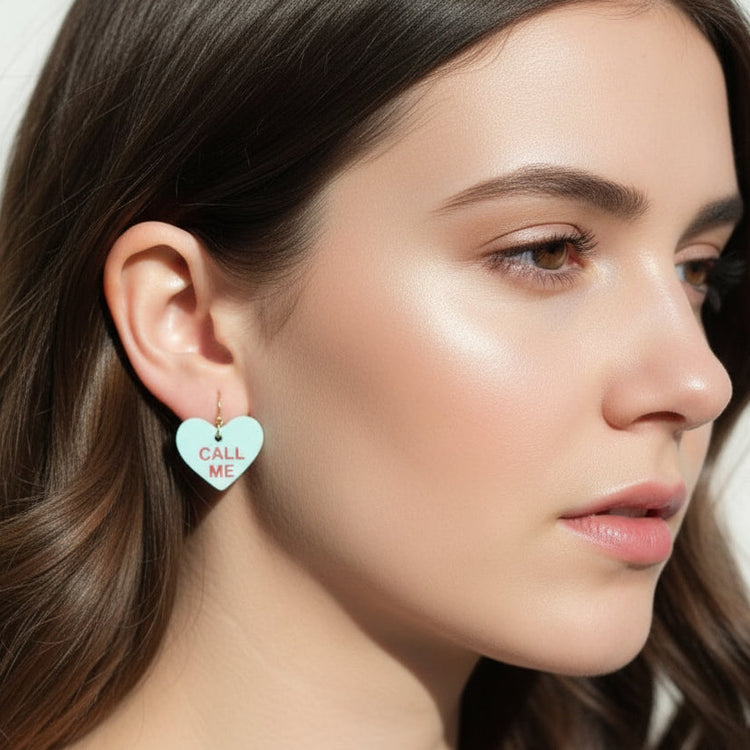 Heart-shaped earrings with &
