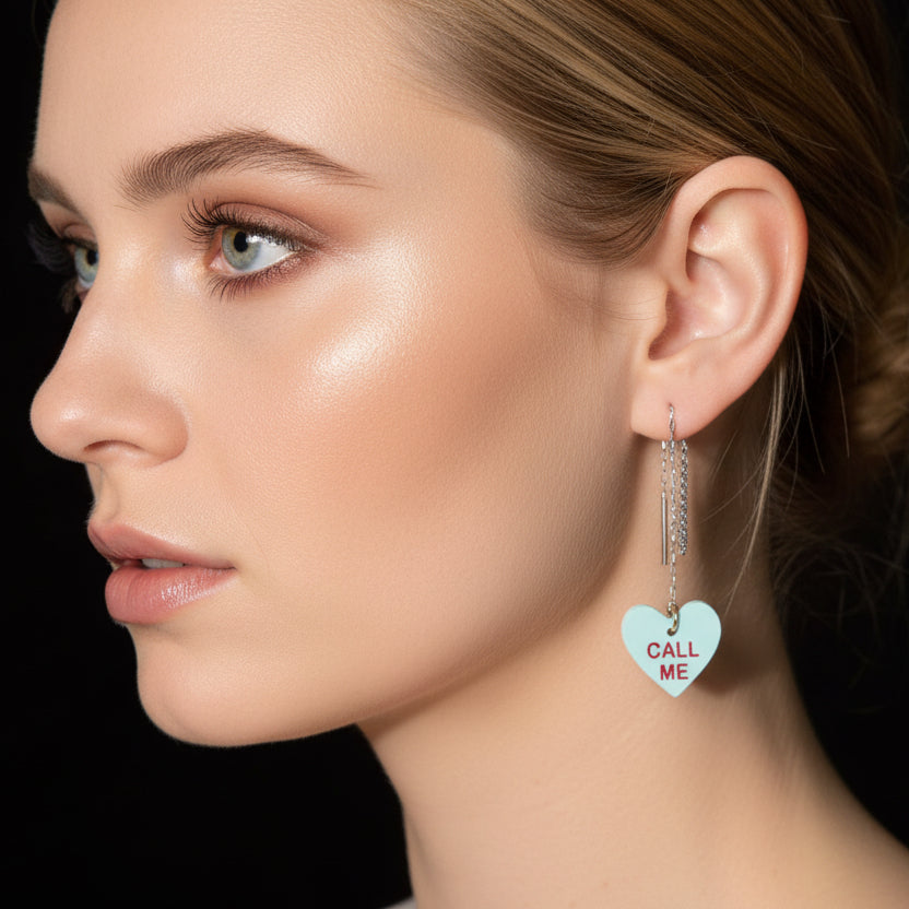 Heart-shaped earrings with &