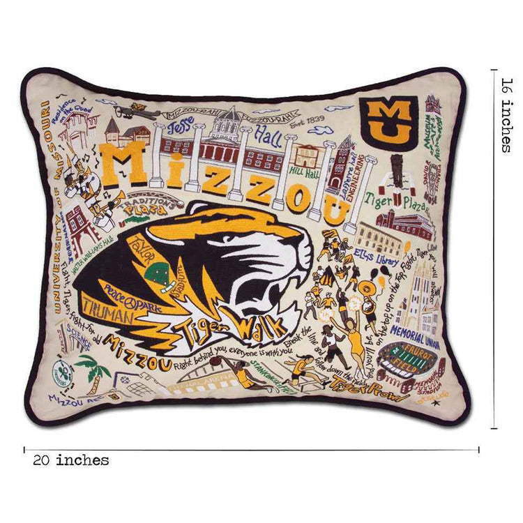 Missouri, University of (Mizzou) Collegiate Hand-Embroidered Pillow