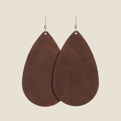 Mocha Suede Teardrop Earrings