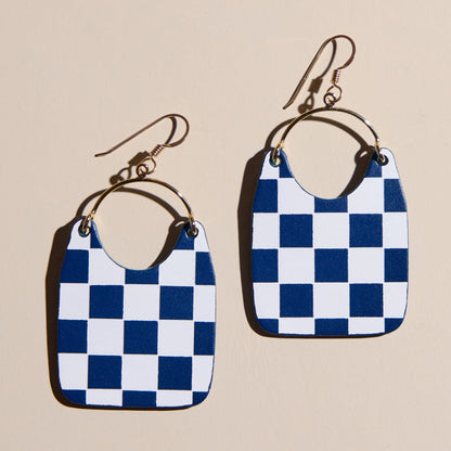 Navy Checkmate Charlie Earrings