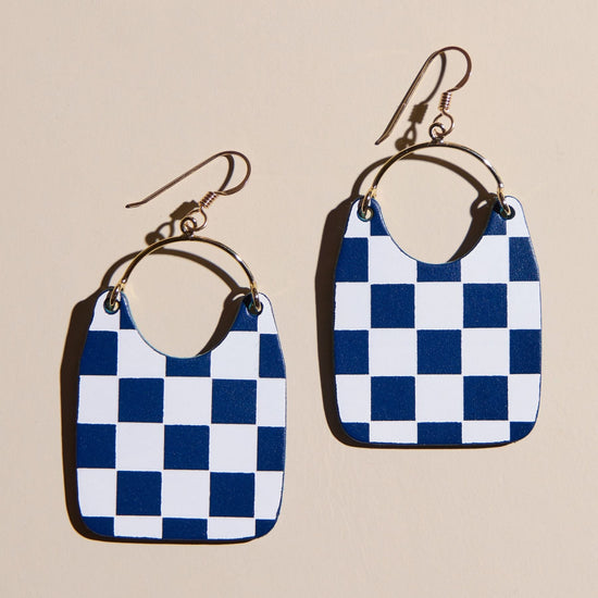 Navy Checkmate Charlie Earrings