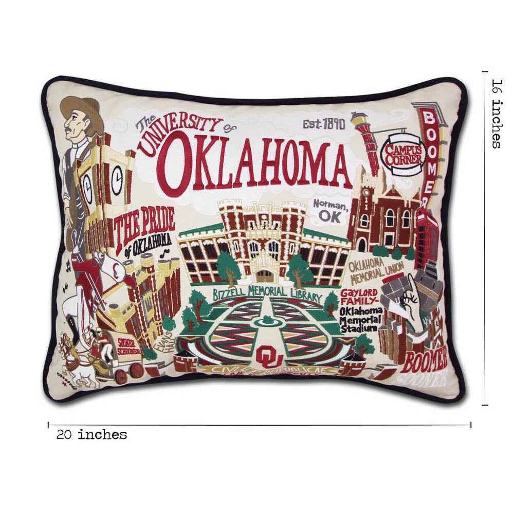 Oklahoma, University of Collegiate Embroidered Pillow by CatStudio