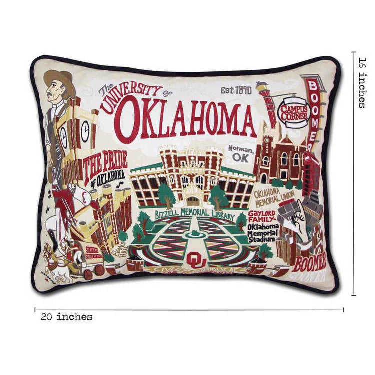 Oklahoma, University of Collegiate Embroidered Pillow by CatStudio