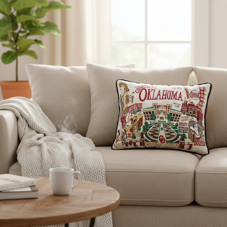 Oklahoma, University of Collegiate Embroidered Pillow by CatStudio