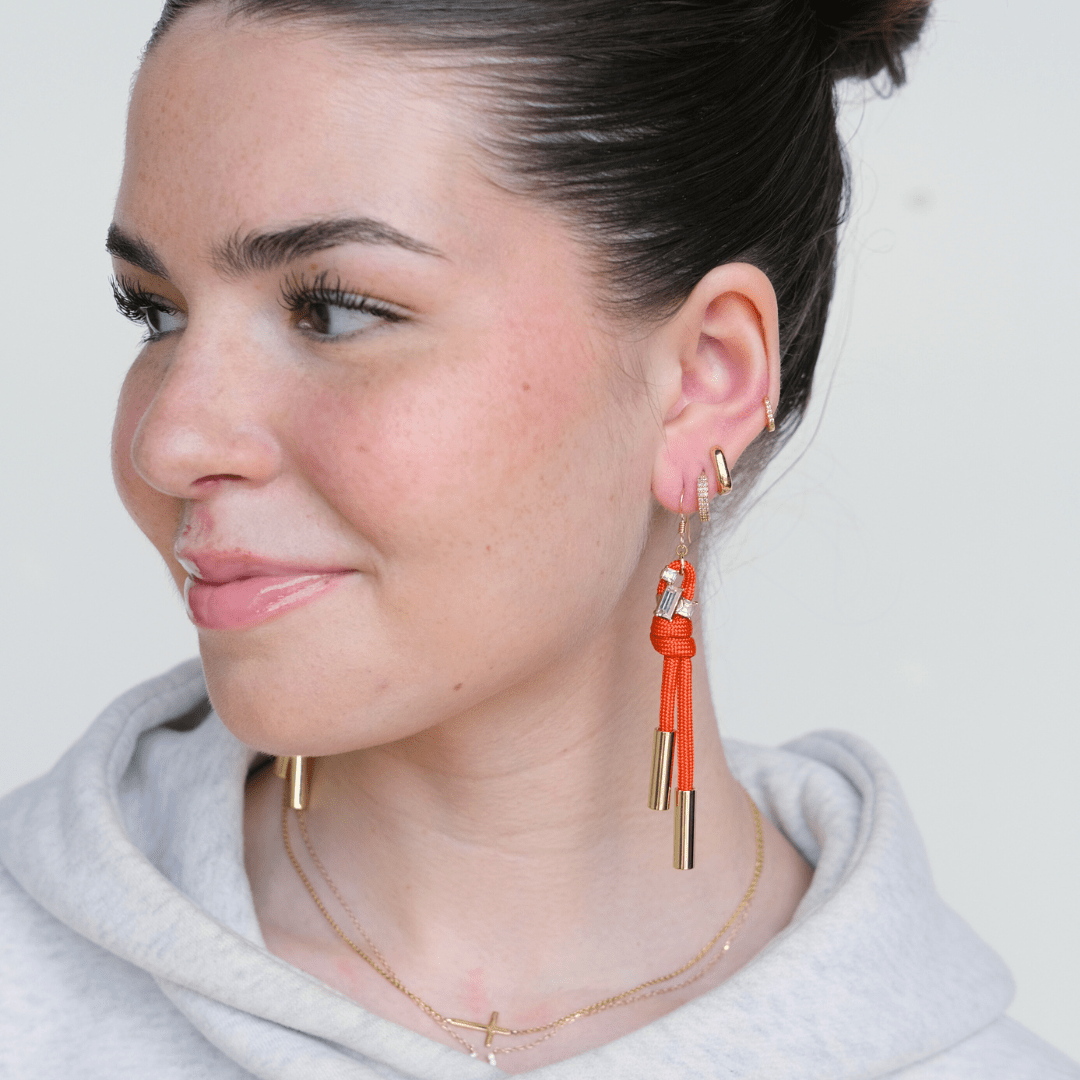 Denver Cord and Crystal Earring, Orange Luxe - Spirit & Company