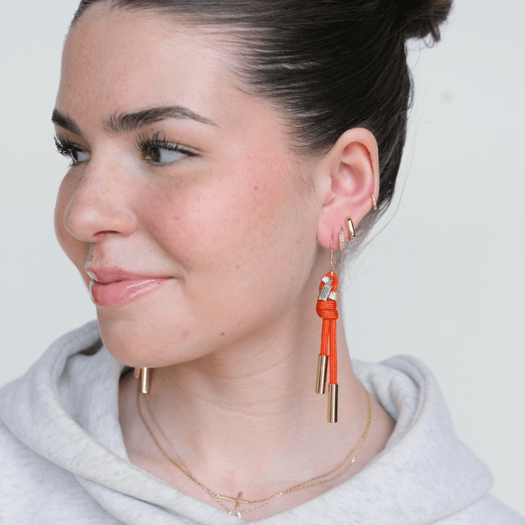 Denver Cord and Crystal Earring, Orange Luxe - Spirit & Company